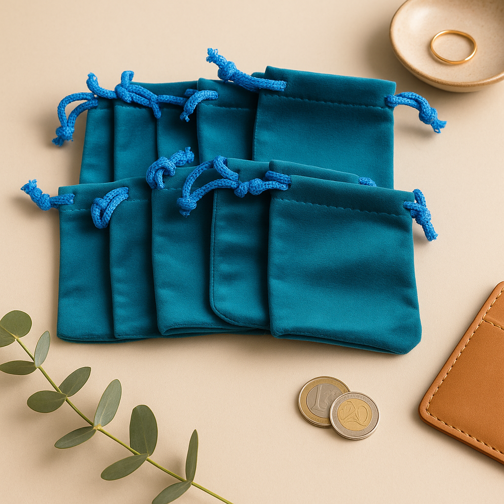 Velvet Drawstring Pouches 100 Pack 7x9cm