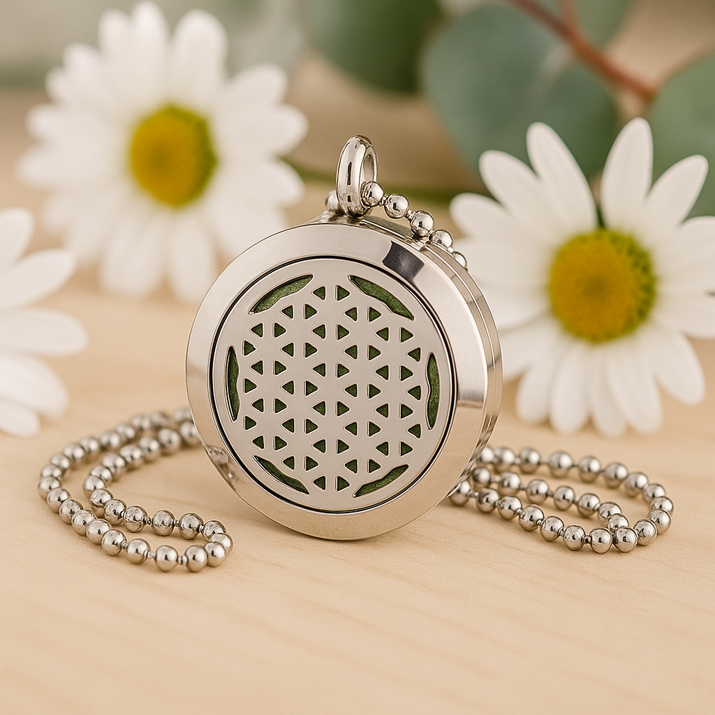 Collana diffusore di olio essenziale Fiore della Vita 25mm