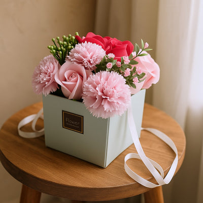 Soap Flower Bouquet, Pink Rose and Carnation, Soap Flowers