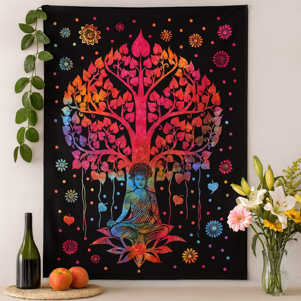 Bavlněný přehoz na postel a závěs na zeď Jediný strom Bodhi