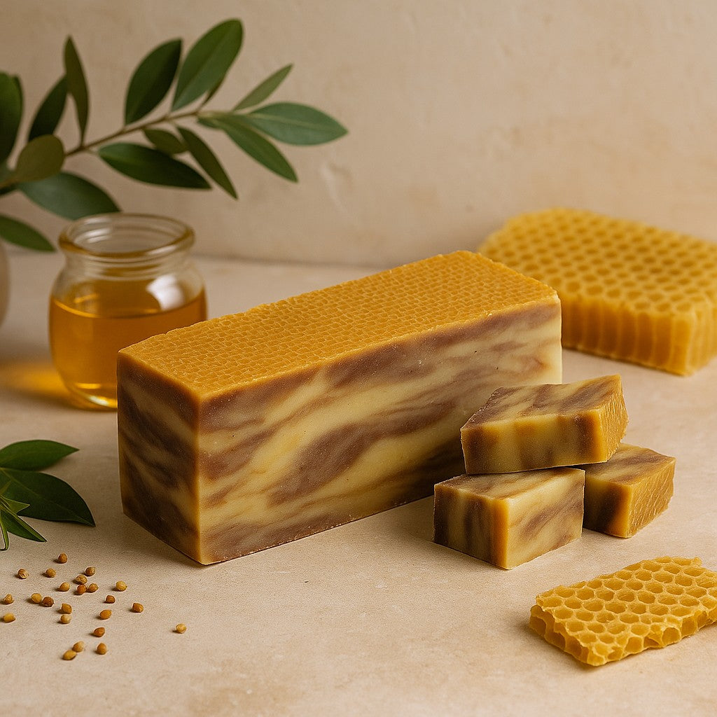 Propolisové mýdlo ve formě bochníku, olivový olej