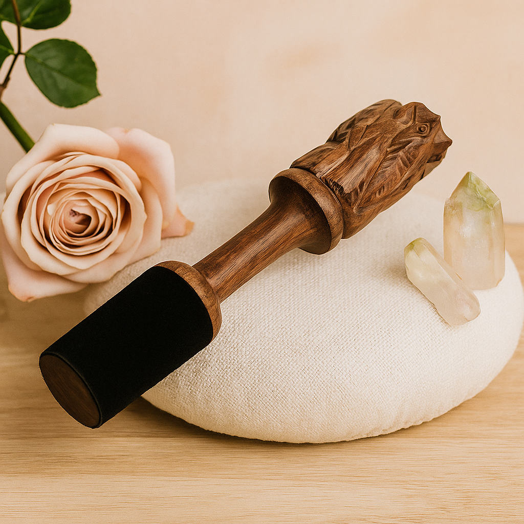 Singing Bowl Mallet, 14cm Wooden Elephant Carving