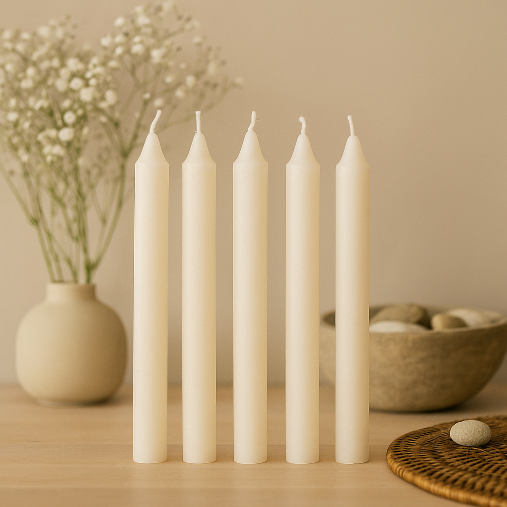 Kegelkaarsen Rustiek Wit 5-Pack