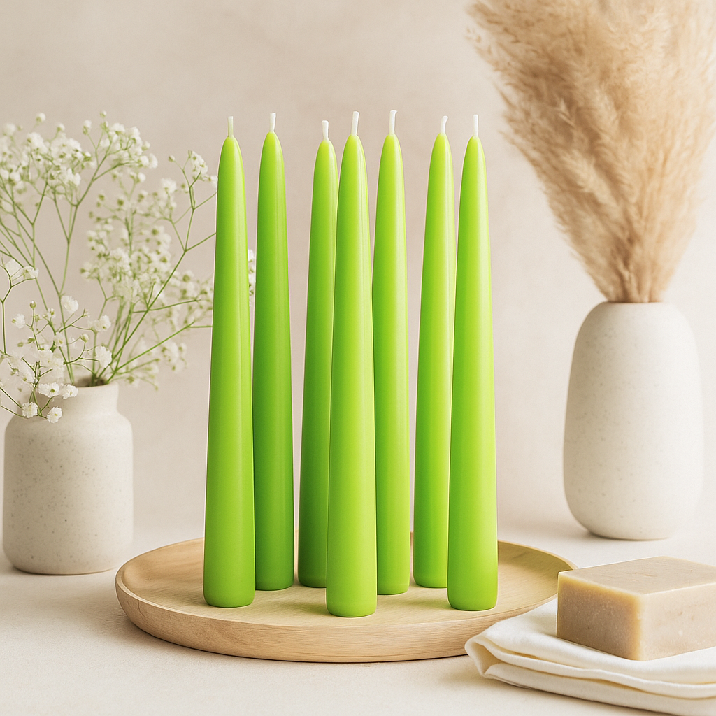 Kegelkaarsen Groen 10 Stuks