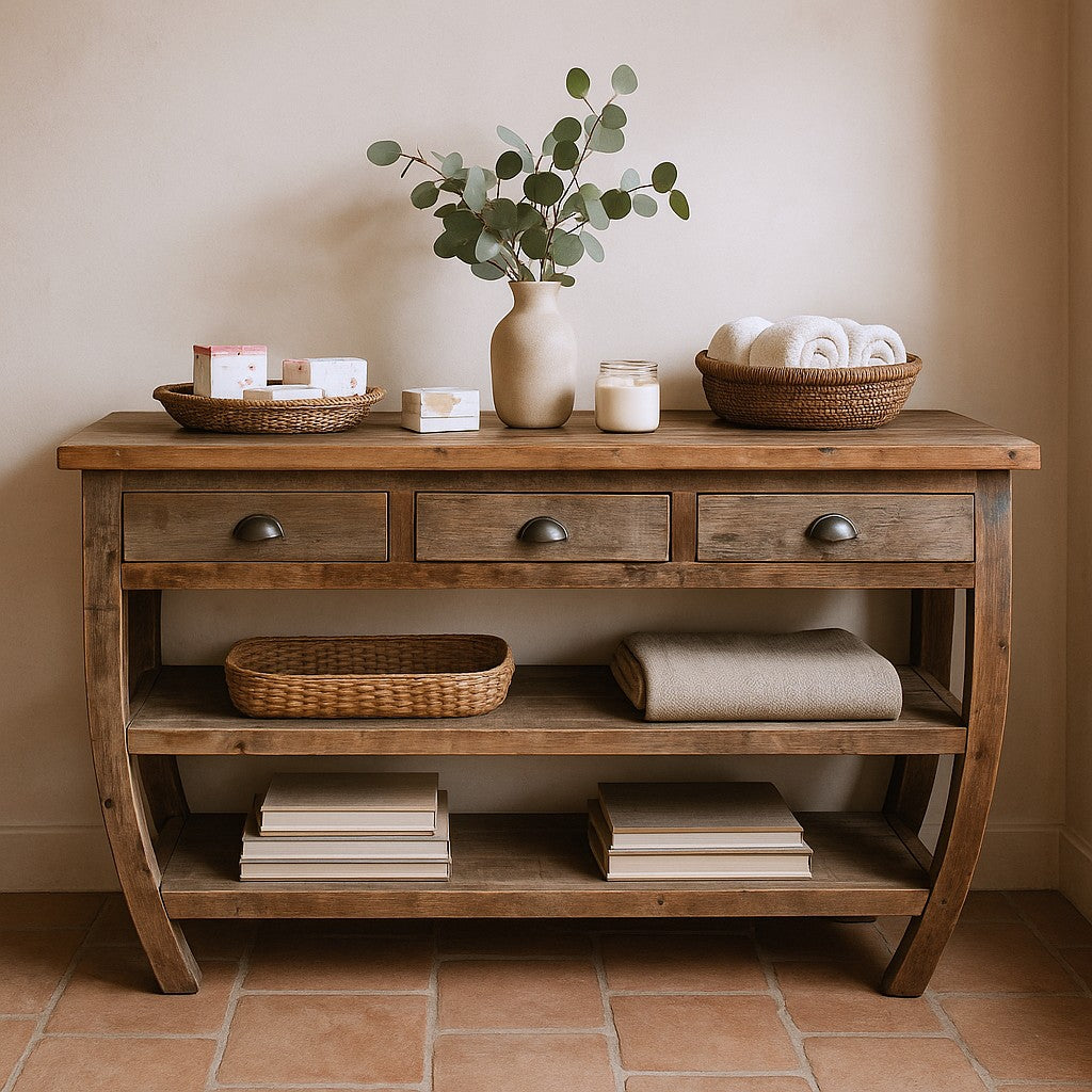 Tafelaufsatz aus recyceltem Holz - 180x60x80cm