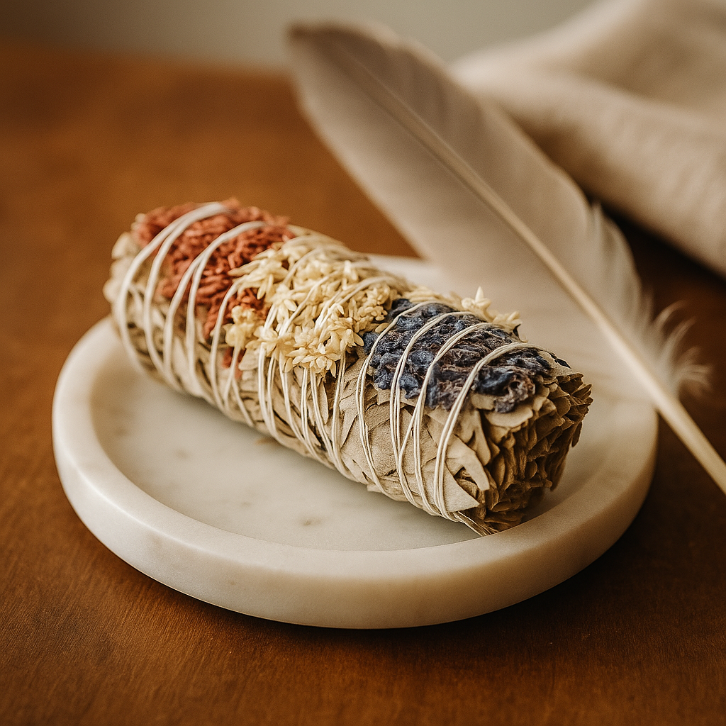 White Sage Smudge Stick With Lavender And Mullein