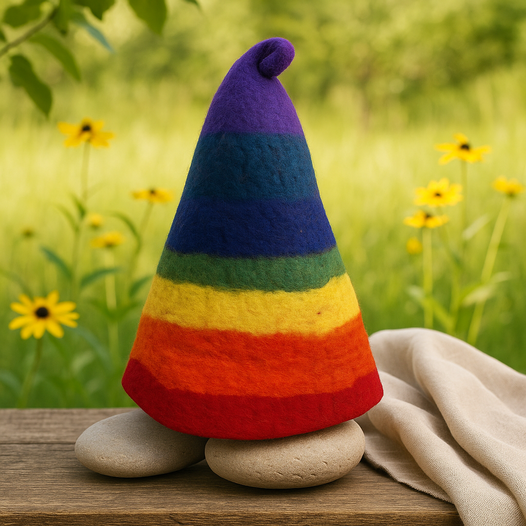Sombrero de sauna de fieltro de mago arcoíris