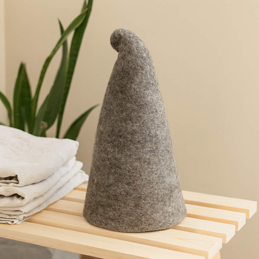 Sombrero de sauna - Fieltro de lana estilo mago marrón