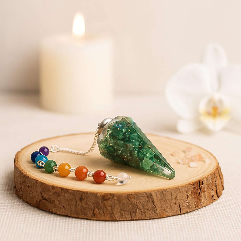 Orgonite Chakra Pendulum - Green Aventurine
