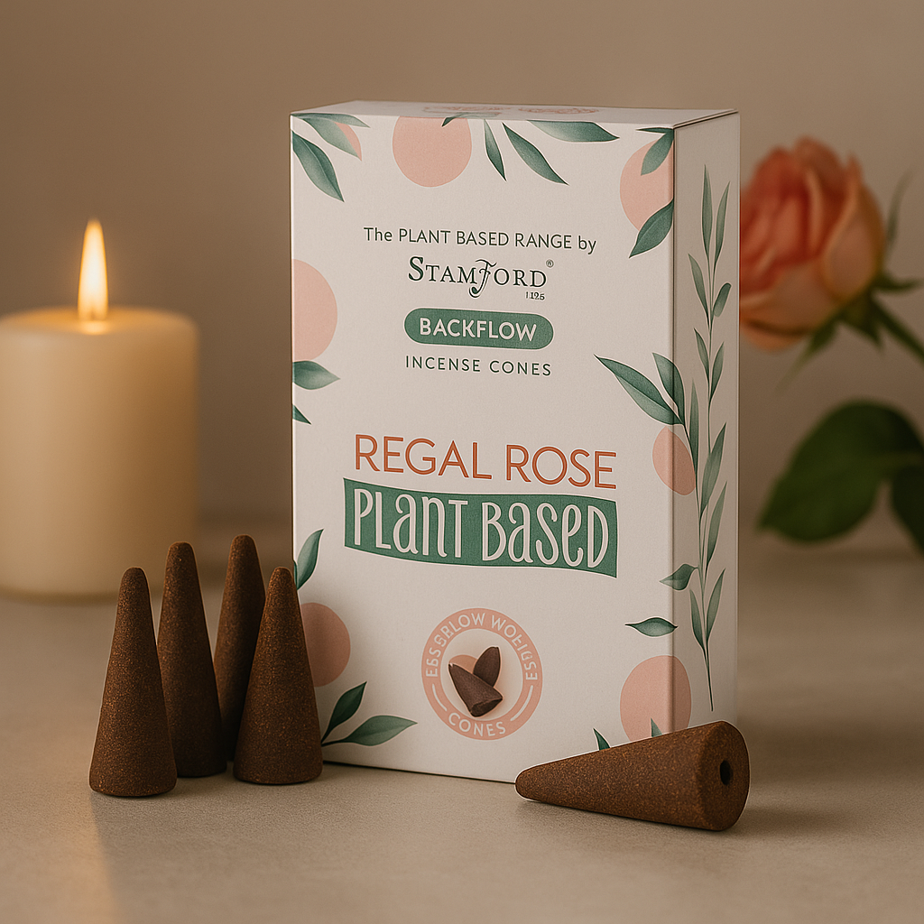 Coni di Incenso a Flusso Inverso Regal Rose a Base Vegetale 12 Coni