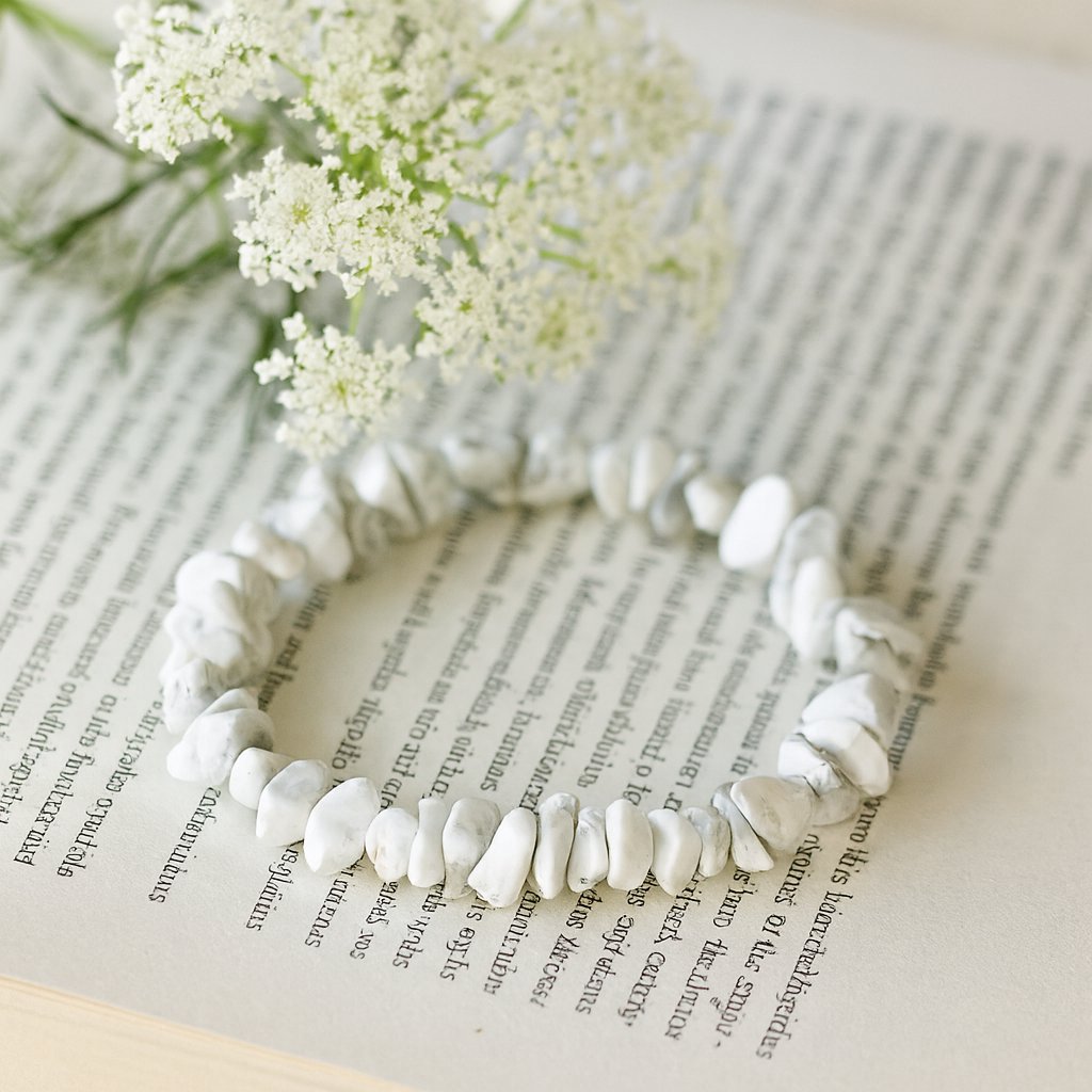 White Jasper Chip Stone Stretch Bracelet