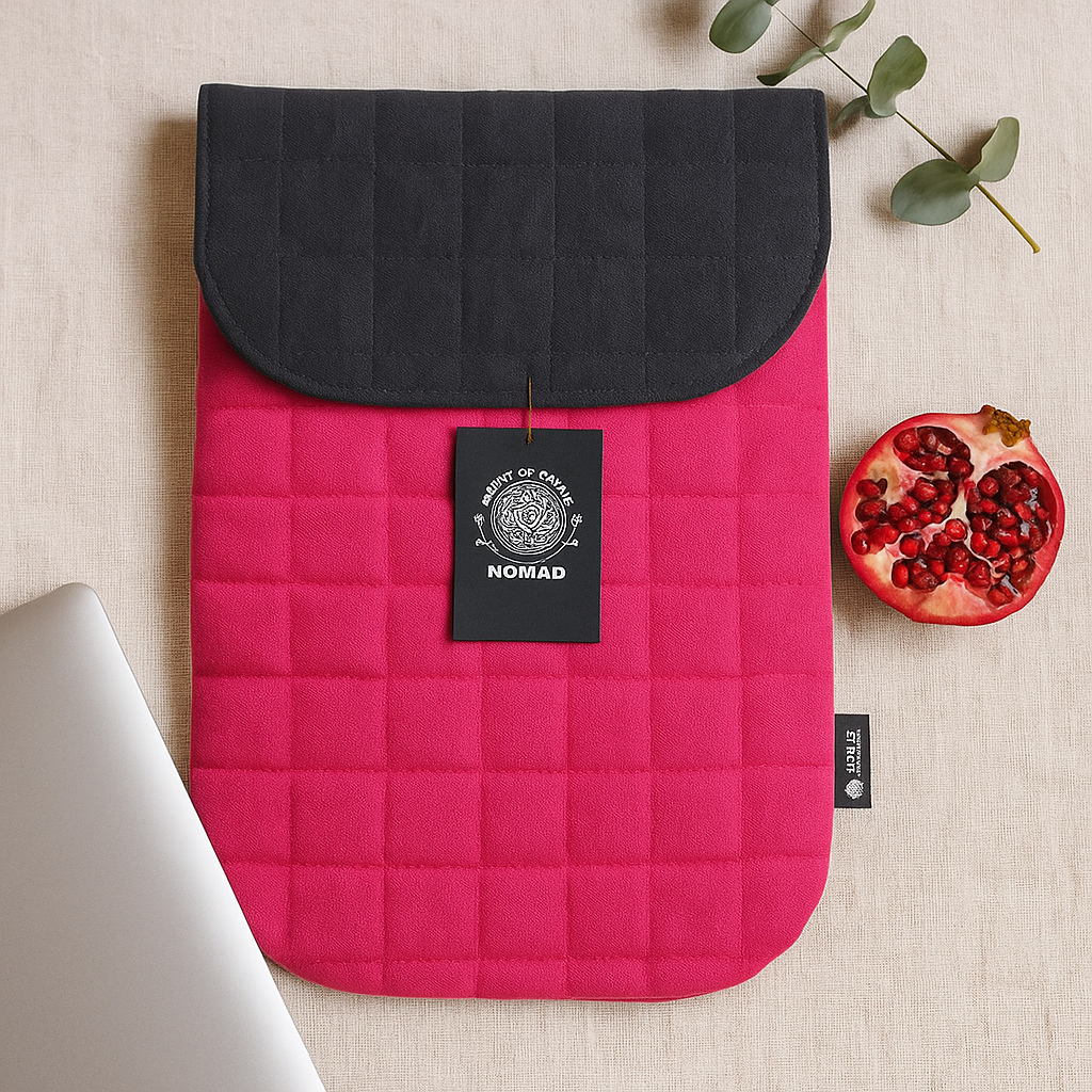 Quilted Padded Laptop Sleeve – Fuchsia & Charcoal