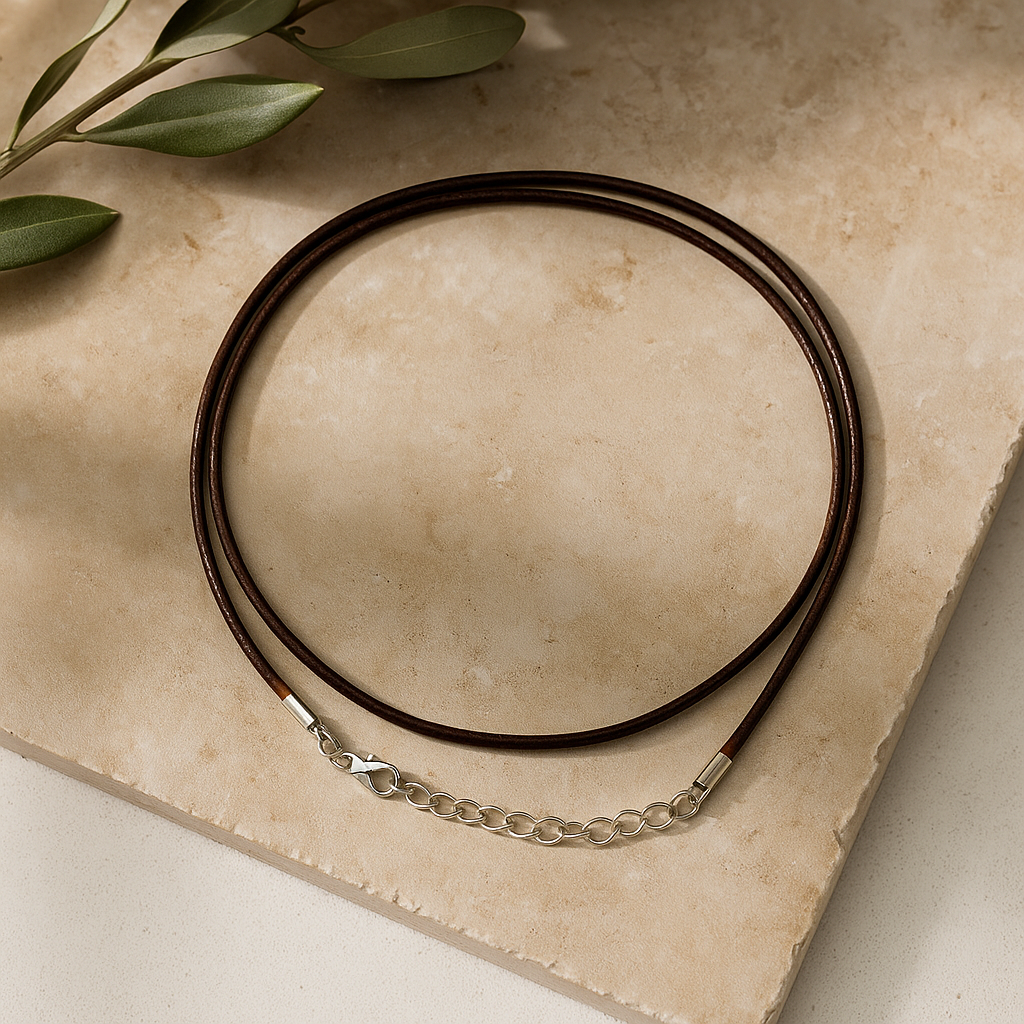 Cordón de algodón encerado para collar, 2 mm, 55 cm, color marrón oscuro