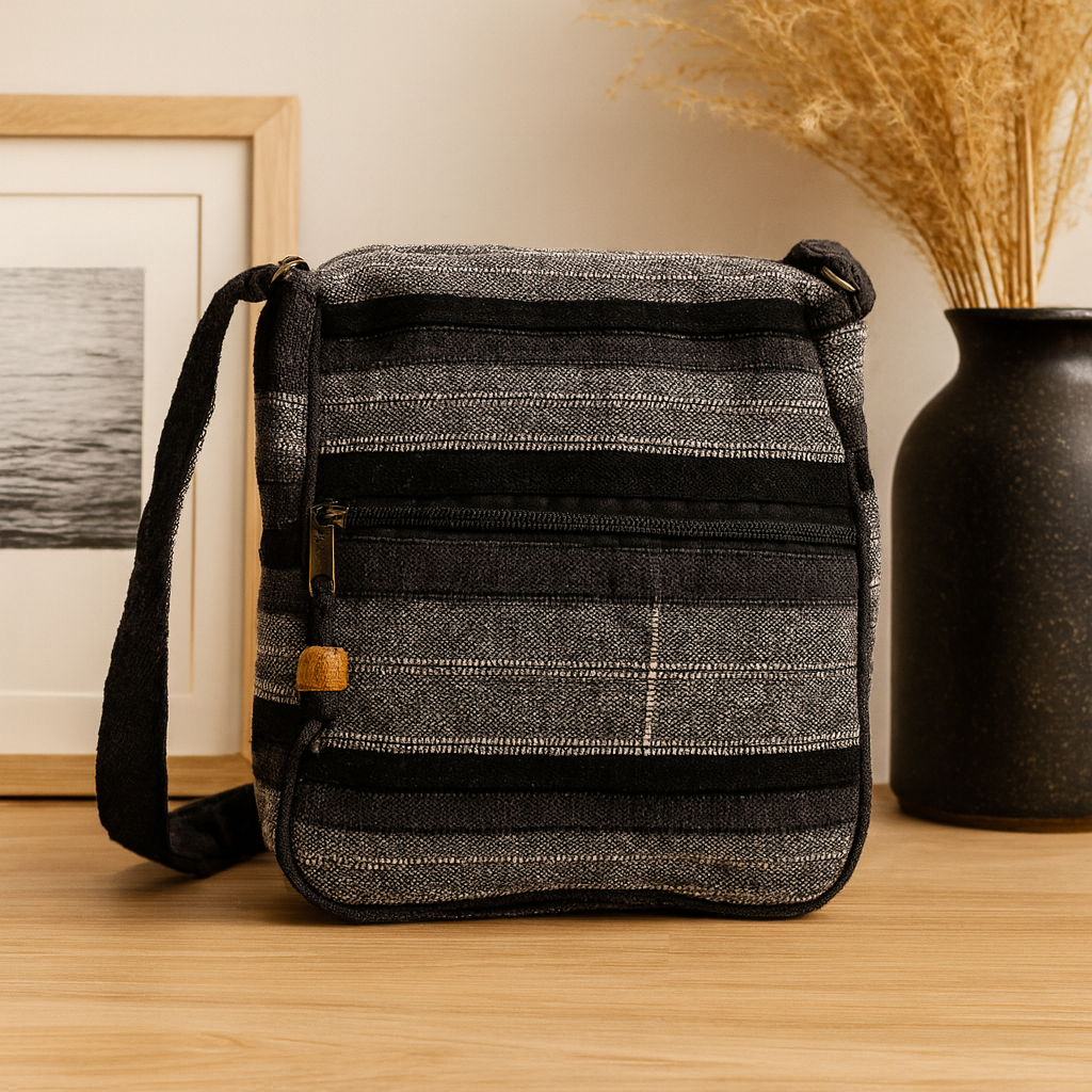 Große Nepal-Schultertasche (verstellbarer Riemen) - Mountain Granite