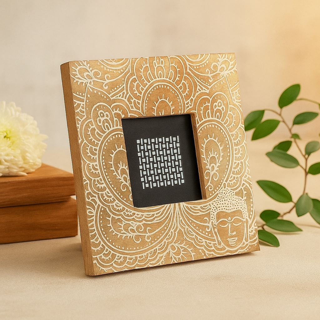 Fotoramme 10x15cm Buddha Hvid Mangotræ