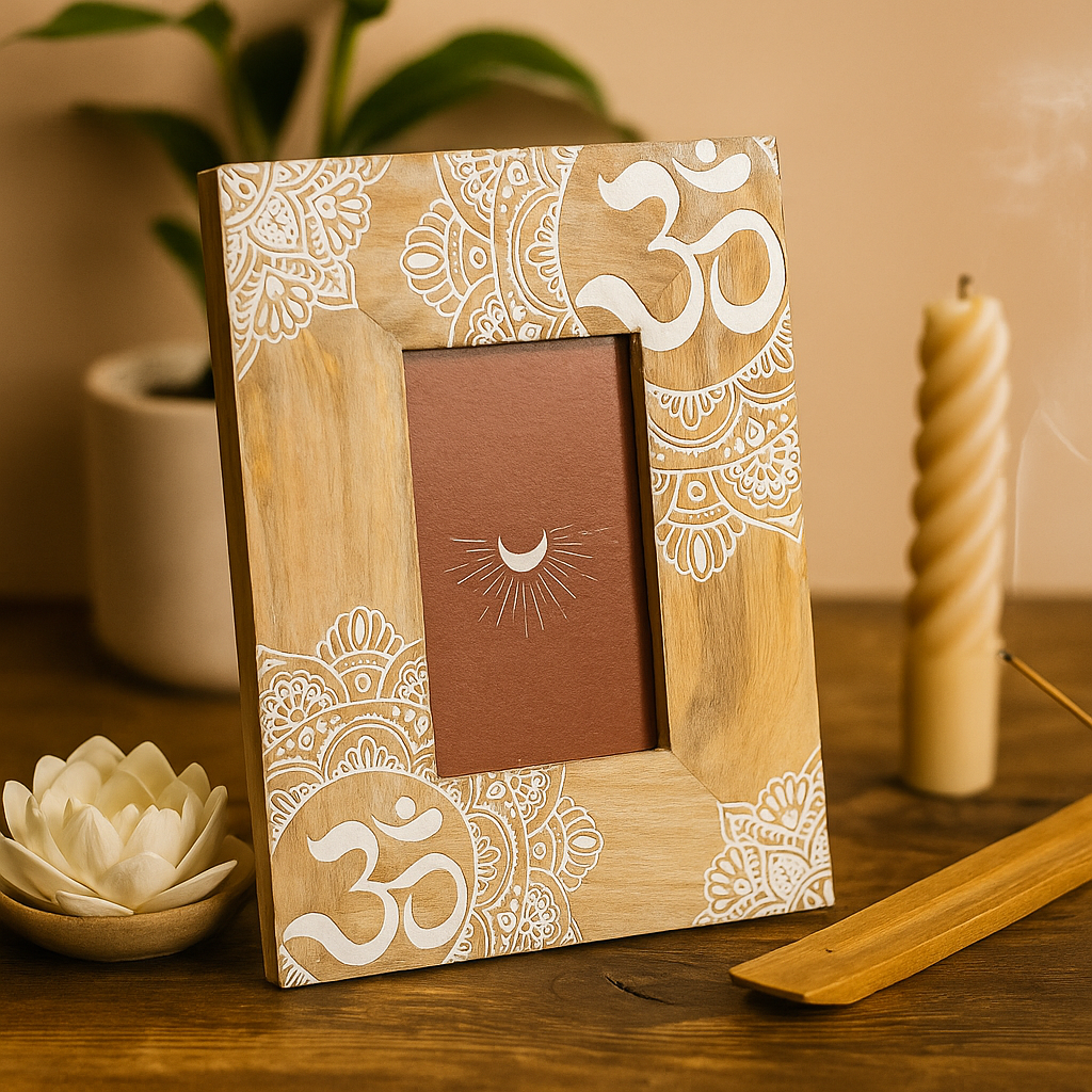 Mangotræ Fotoramme 10x15cm Hvid Mandala