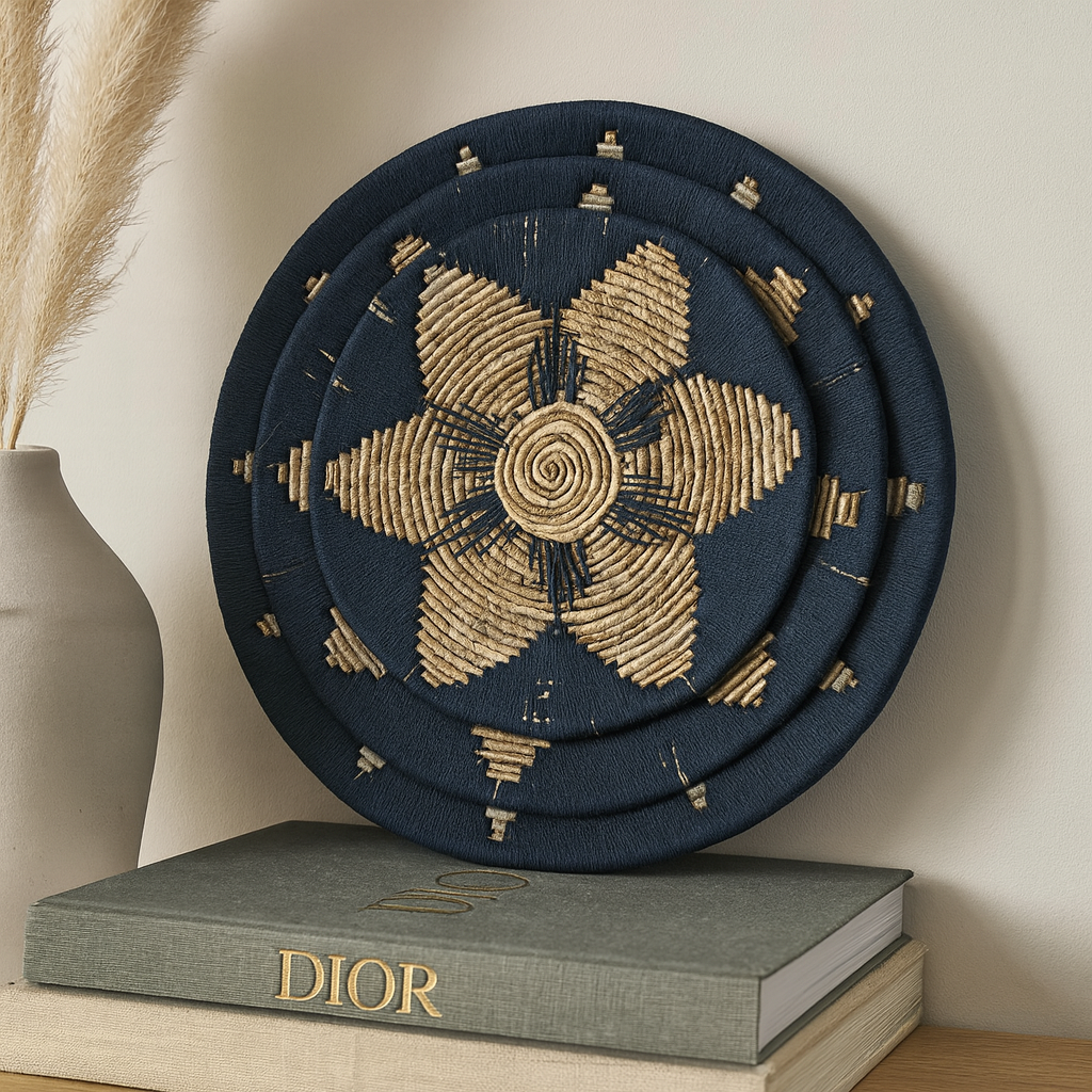 Seagrass veggkunst sett med tre boller svart