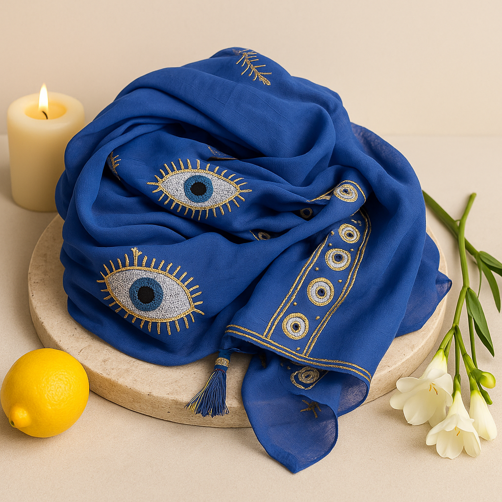 Sarong Pario, mal de ojo azul pintado a mano