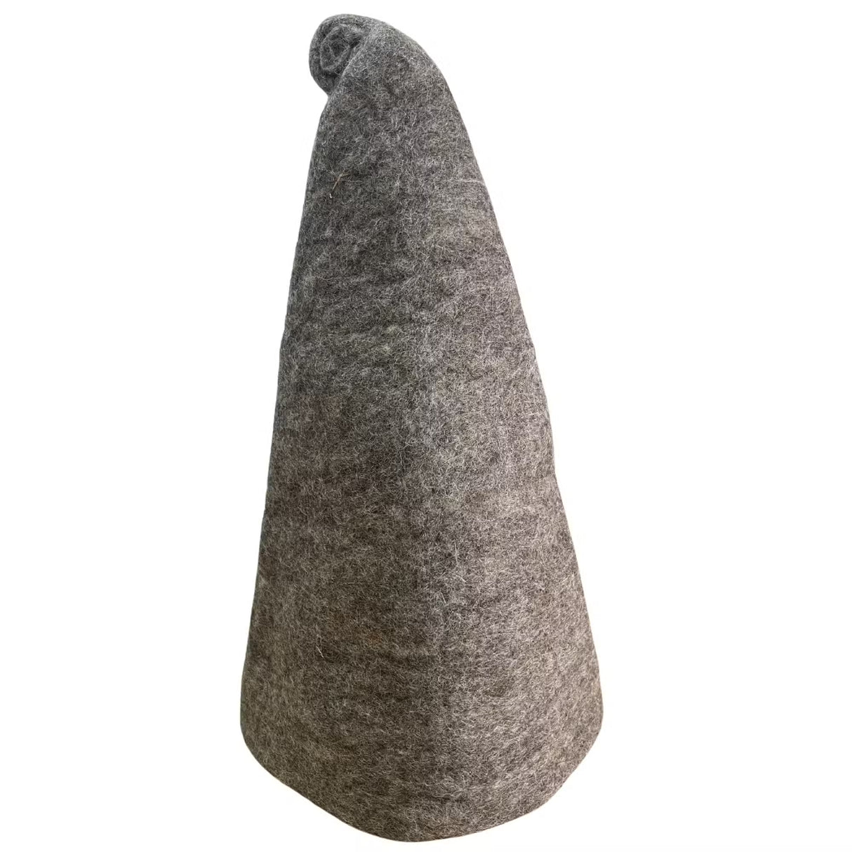Gray cone-shaped decorative item on a white background
