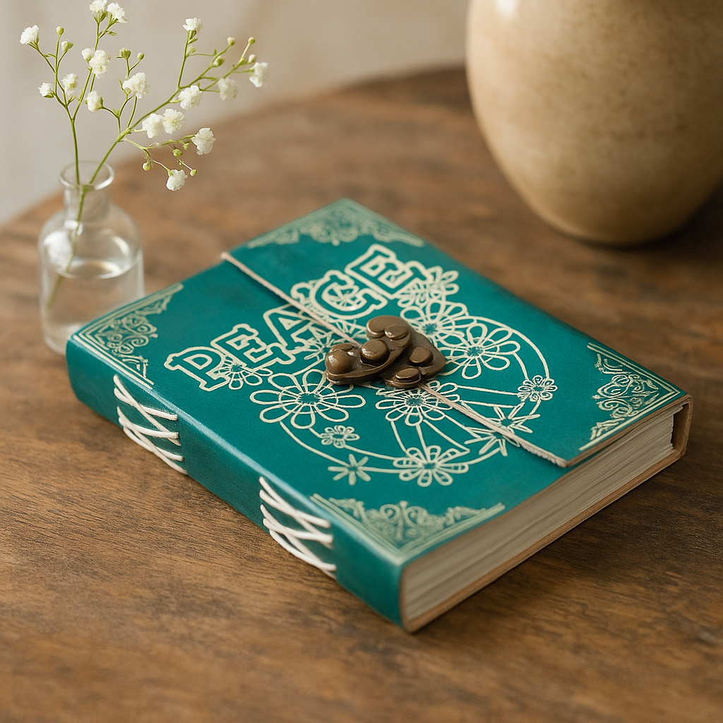 Lædernotesbog med lås, grøn 7x5 tommer