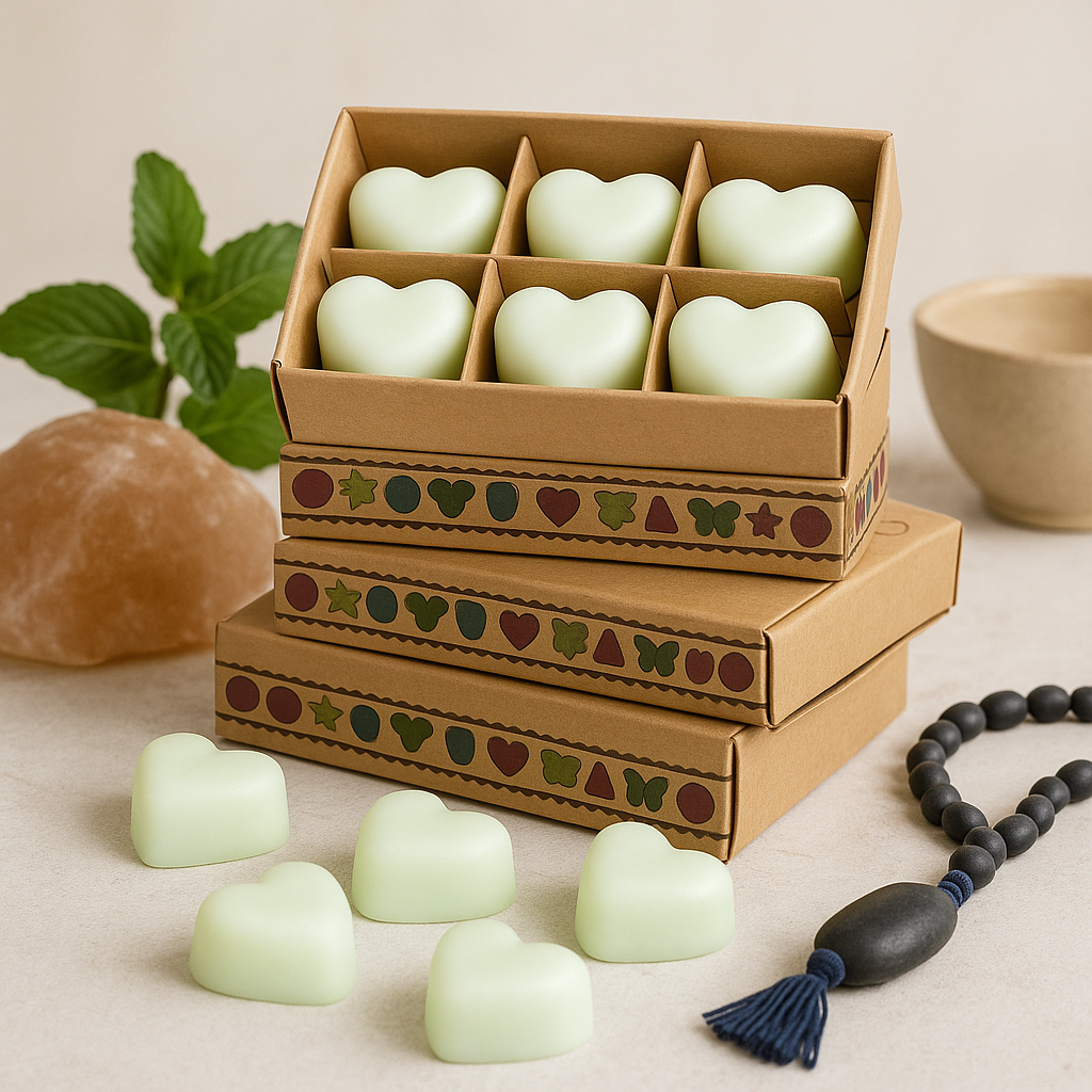 Schachtel mit 6 Wachsschmelzen - Minze und Menthol