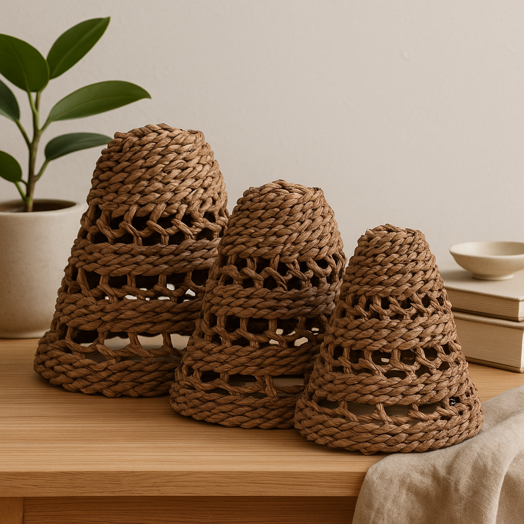 Boho Lampenschirme Natürliches Bananenblatt - 3er Set