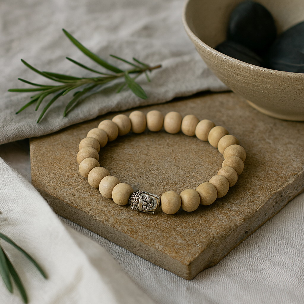 Sandalwood Bracelet Set With Buddha Bangle 2-Piece