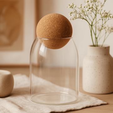 Glass Jar with Cork Ball Lid 10cm Clear