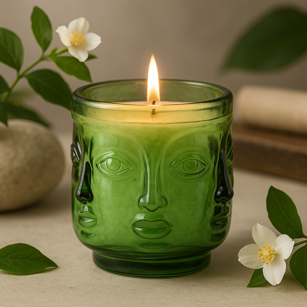 Boeddha Gezichten Kaarsenpot Tuin Jade 2-Pack