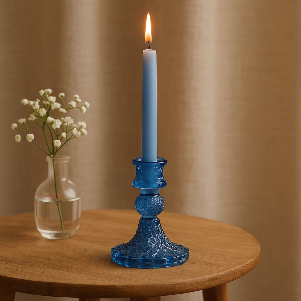 Candle Holders Royal Blue Vintage Set of 2