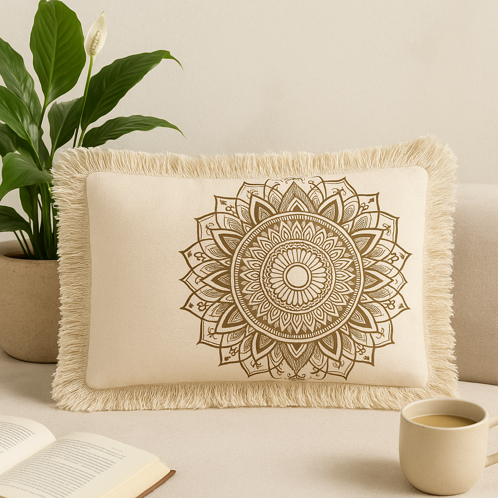 Lotus Mandala Kissen - 30x50cm - bronze