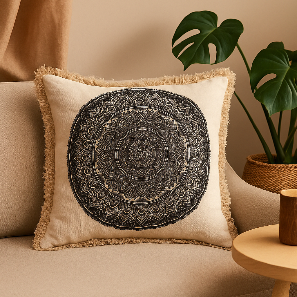 Copricuscino Mandala 45x45cm Nero
