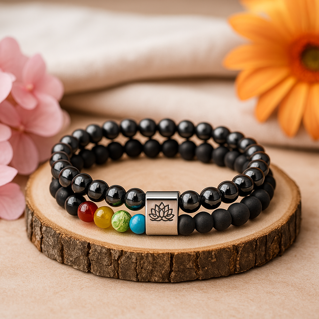 Chakra Bracelet Black Stone Magnetic Gemstone Crystal