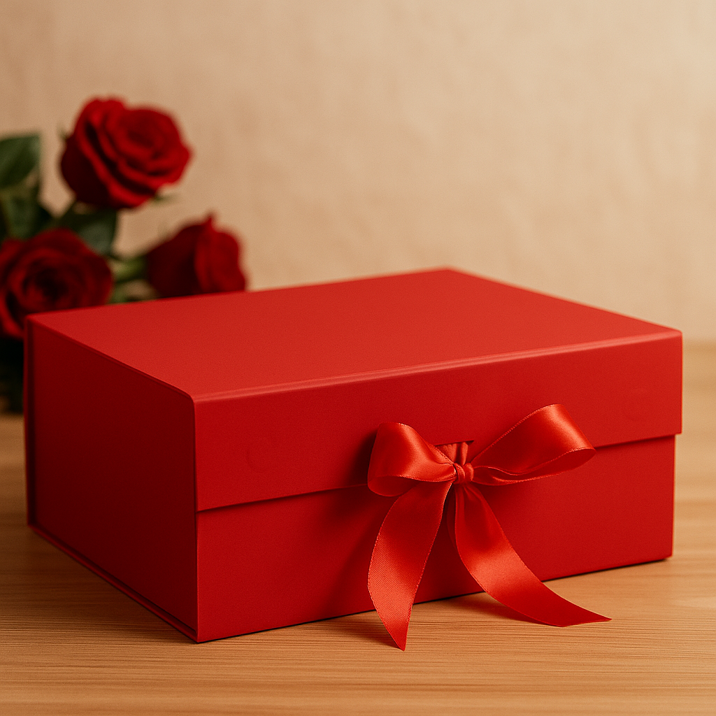 Flache Geschenkbox - Extragroß (33x25x12cm) - Rot