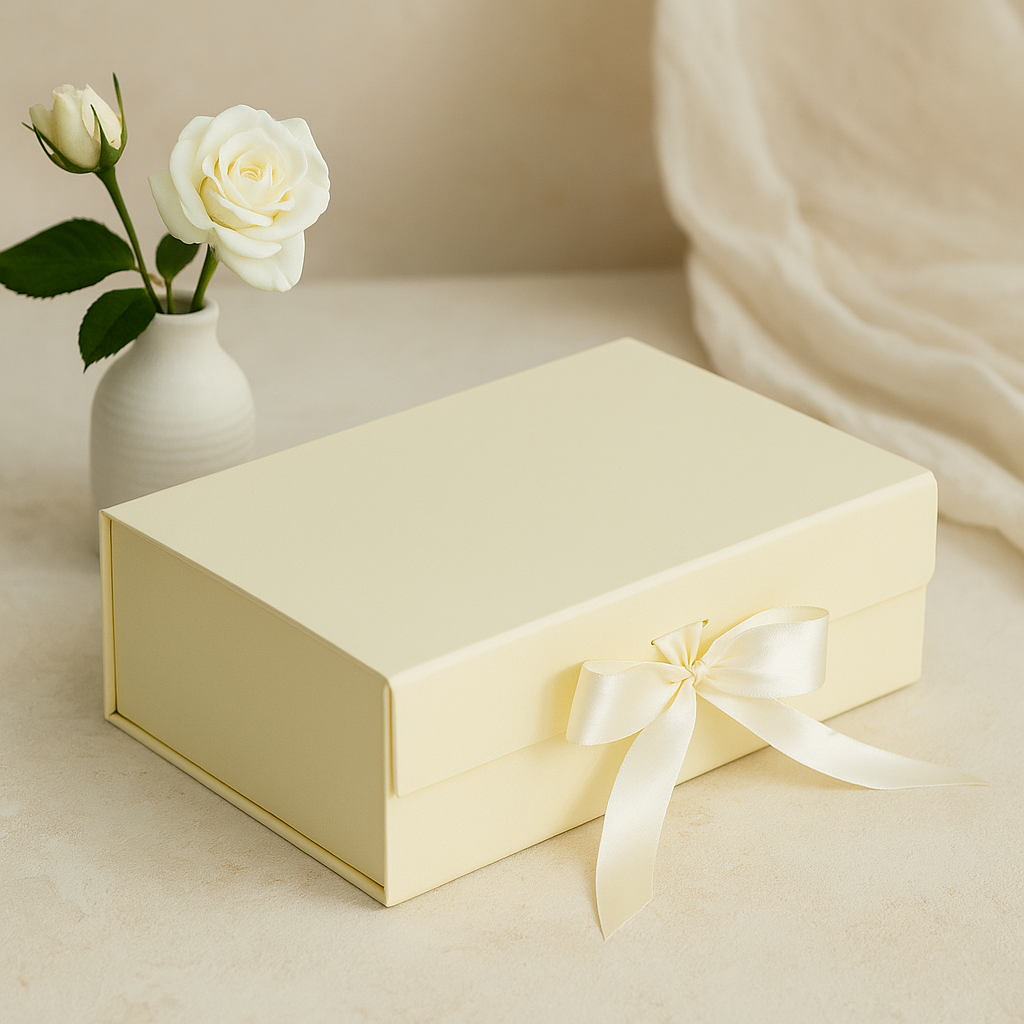 Flache Geschenkbox - Groß (28,2 x 20,2 x 9,2 cm) - Elfenbein