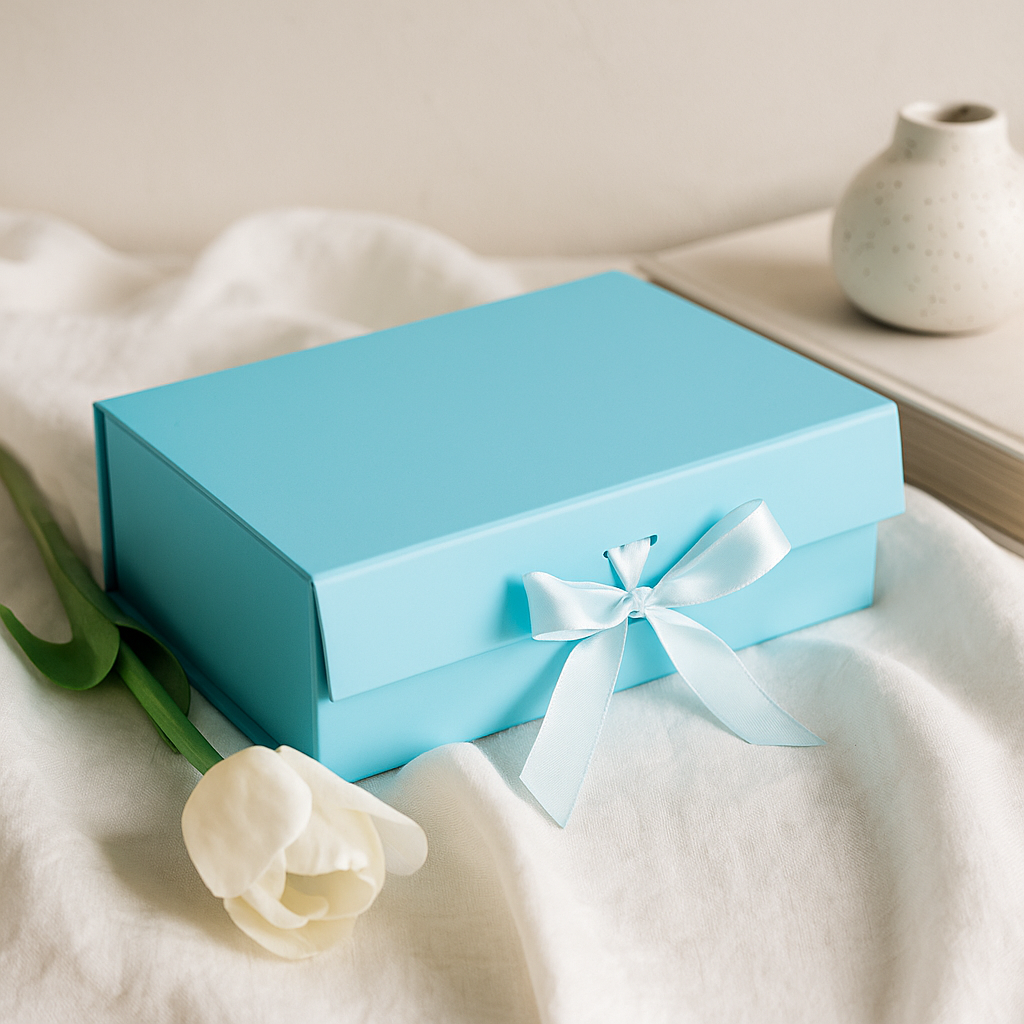 Flache Geschenkbox - Groß (28,2 x 20,2 x 9,2 cm) - Babyblau