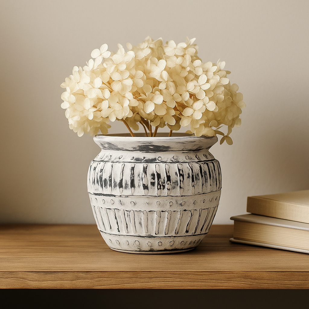 Vaso de Planta em Barro Grego Creme 12cm