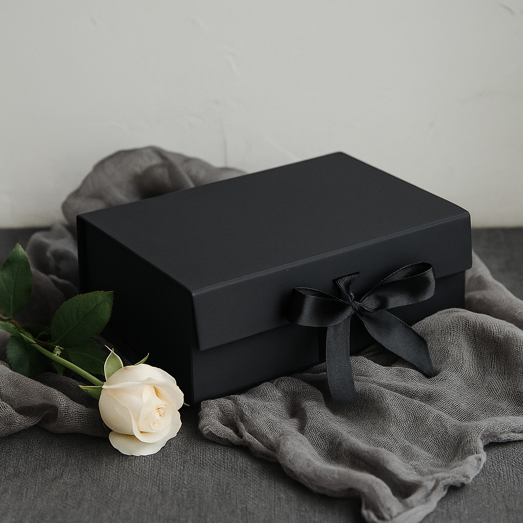 Flache Geschenkbox - Groß (28,2 x 20,2 x 9,2 cm) - Schwarz