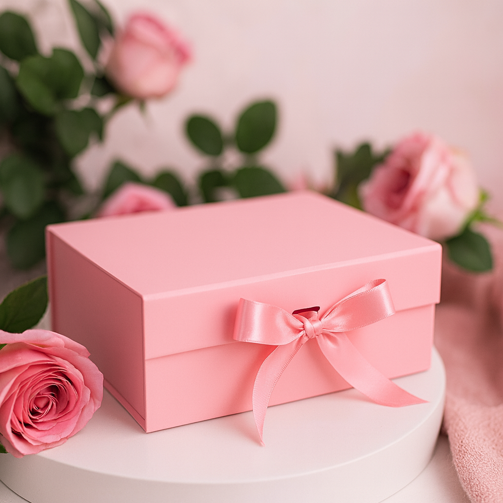 Flache Geschenkbox - Groß (28,2 x 20,2 x 9,2 cm) - Rosa
