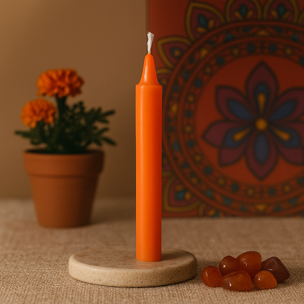 Szakrális csakra gyertyák narancssárga, 12 darabos csomag