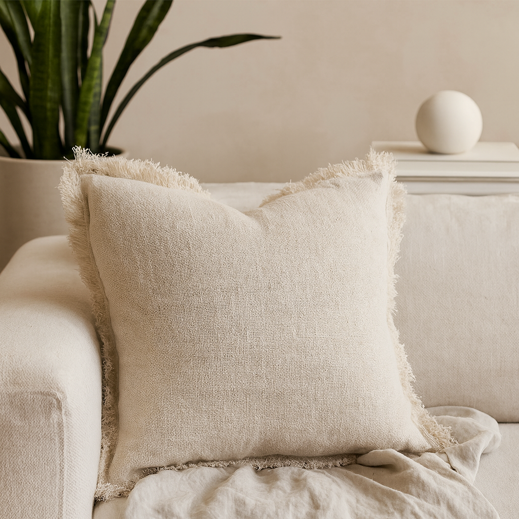Almofada de Linho 45x45cm com Franjas