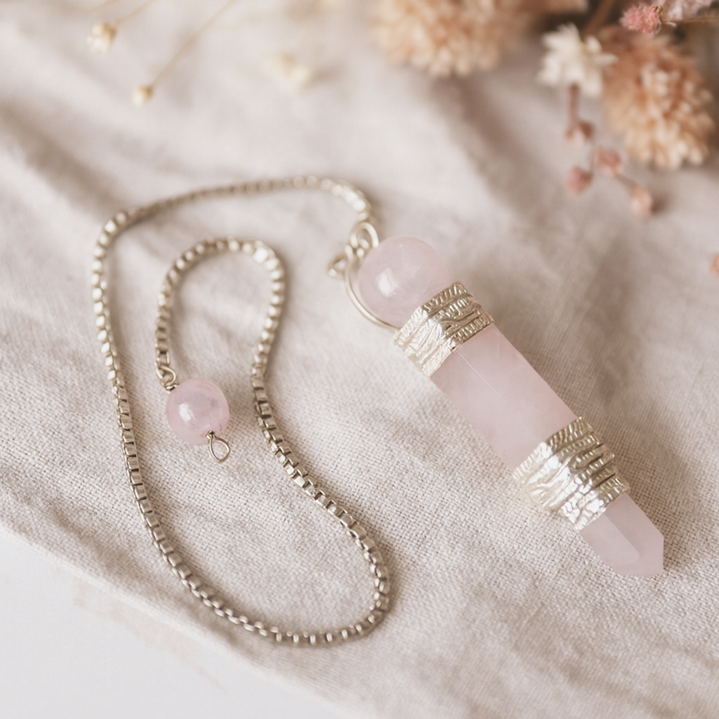 Rose Quartz Crystal Dowsing Pendulum