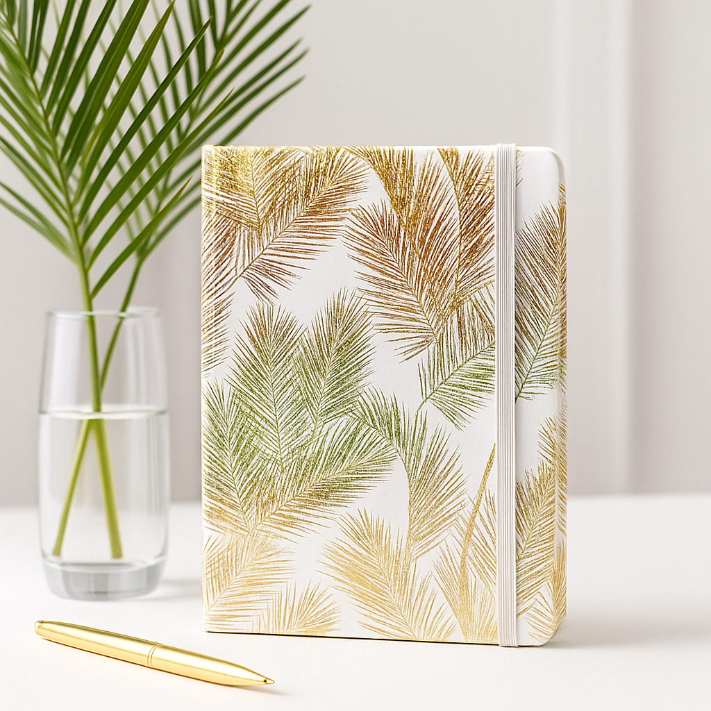 A5 Lined Notebook 200 Pages Golden Tropical