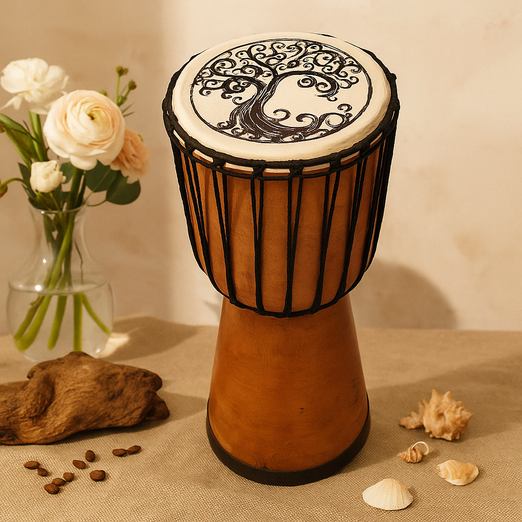 Djembe Davul Geniş Üst Yaşam Ağacı 18cm