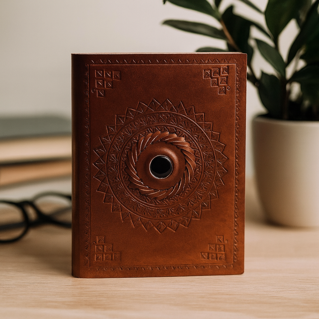 Ledernotizbuch Schwarzer Onyx (7x5")