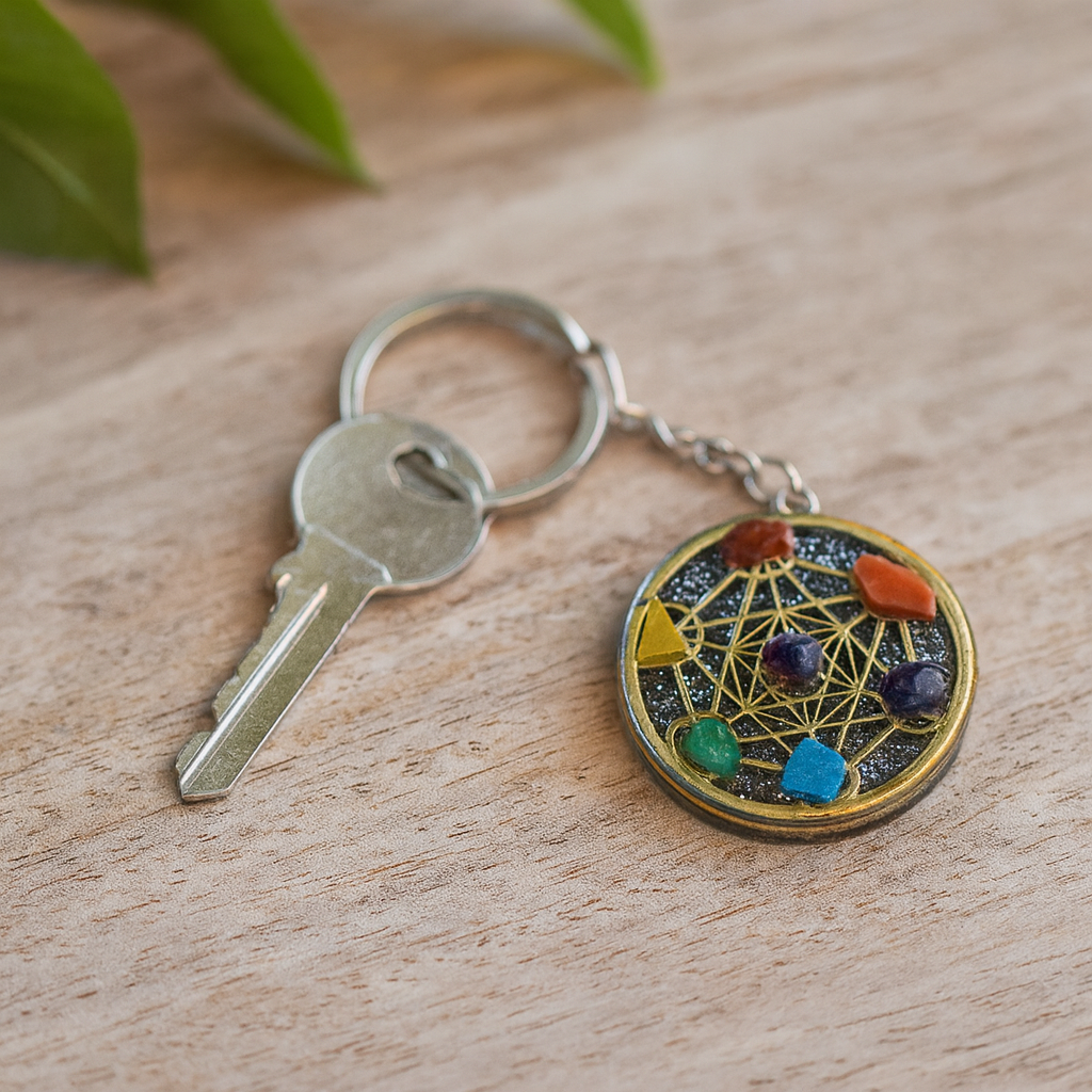 Orgonit Nyckelring Rund Sju Chakra