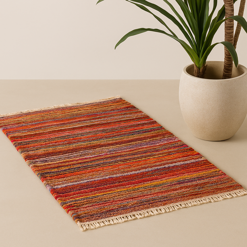 Geri Dönüştürülmüş Turuncu Bez Halı 152 x 90cm