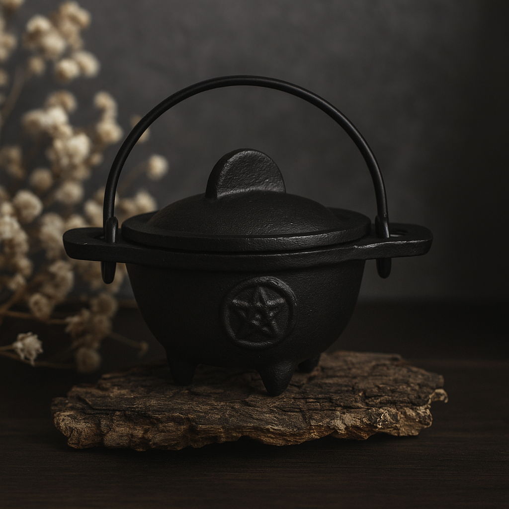 Cast Iron Cauldron With Pentagram 5x9 cm