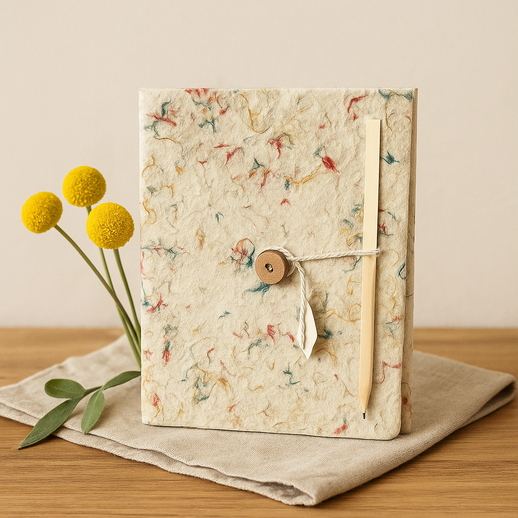 Handmade Nepali Lokta Notebook 15x12cm, 45 Unlined Pages