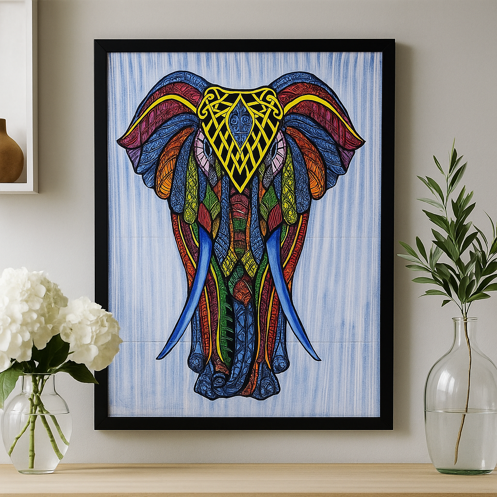 Elephant Wall Art, Handbrushed Cotton